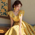French Vacation Plus Size Mini Flutter Sleeve Printed Rose Dress
