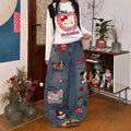 Fall Designer Embroidered Loose Wide Leg Pants
