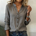Spring-Summer Office Casual Long Sleeve V-Neck Shirt