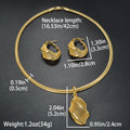 Overseas Dubai Middle East 18K Gold Geometric Net Form Pendant Jewelry Set Saudi Women Necklace Earrings Set Women