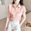 Summer Korean Versatile Chiffon Short Sleeve Lightweight Loose Shirt