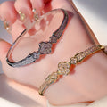 New Simple Bangle Four Leaf Clover Mini Set Crystal Western Light Luxury Trendy Bangle Crystal Lucky Flower Bracelet Hand Jewelry Item