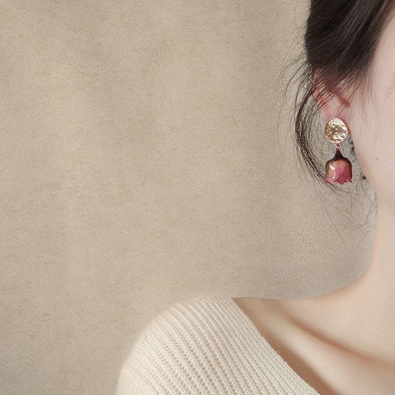 Preserved Flower Rose Drop Earrings - view 4