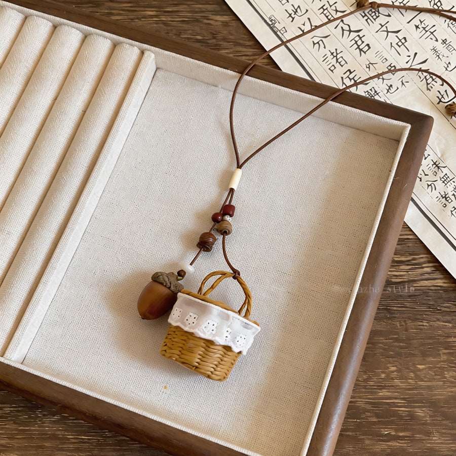 Bohemian Wooden Bead Woven Round Necklace - view 6