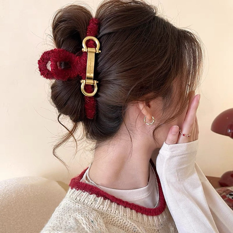 Winter Fuzzy Bow Hair Claw Clip - view 9
