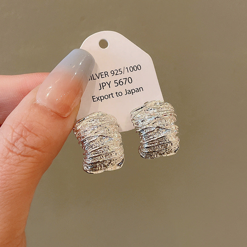 Irregular Layered C-Shaped Hoop Earrings - view 2