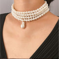 EU/US Import Accessory Elegant Simple Multi-Layer Pearl Choker Western Ba Rock Unique-Shaped Pearl Necklace Women