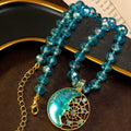 Vintage Dream Net Moon Necklace Niche Fashionable Heavy-Duty Versatile Pendant Two-Tone Round Crystal Necklace