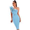 Women's One-Shoulder Off-Shoulder Ruffle Bow Evening Gown Party