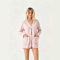 Casual Fashion Long Sleeve Patchwork Fringe Cardigan + Shorts Set