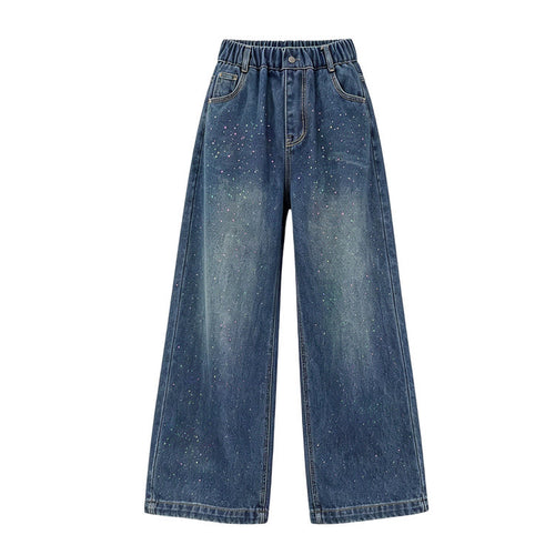 Girls' Colorful Silver Splatter Wide-Leg Jeans