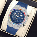 PINTIME Men Watch Colorful Crystal Rubber Berry Multifunction 6 Hand Date Watch Men Niche Waterproof Quartz Watch