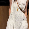 White Embroidered Sleeveless A-Line Short Dress for Petite Women