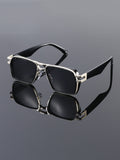 Men Square Frame Sunglasses Sun-Proof UV-Proof New Western Fashionable Trendy Versatile Premium Sunglasses