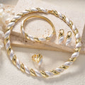 Western ins Statement Twist Color Block Bangle Necklace Earrings Set Ring 18k Gold Plated Bride Jewelry Set Gown