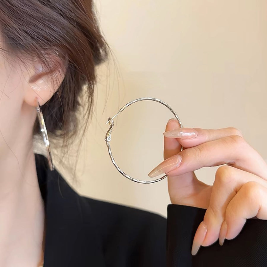 Minimalist Silver-Tone Hoop Stud Earrings - view 7