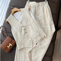 Summer Korean Fashion Wide Leg Pants + Vest 2-Piece Set