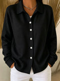 Women's Fall Casual Fashion Long Sleeve Lapel Collar Cardigan + Shirt 2026 - Blue