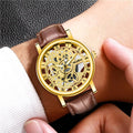 New Watch Men Clear Base Cutout Imit. Mechanical Watch Men Belt Quartz Watch In Stock Watch Wholesale