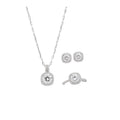 White Moonlight Mini Set Square Jewelry Set Light Luxury Niche Versatile Clavicle Chain Commute Gathering Gentle Breeze Necklace