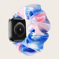 For apple iwatch Tie-Dye Rainbow Satin Large Cord Hair Tie Watch Band Stretch Apple Band Wholesale Custom