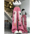 Workwear Slimming Embroidered High Waist Loose Wide Leg Pants + Pants