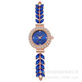 2026 New Fashionable Rhinestone Leaves Round Ladies Watch Clean Dial Adjustable Overseas Pro Supply Gift Watch