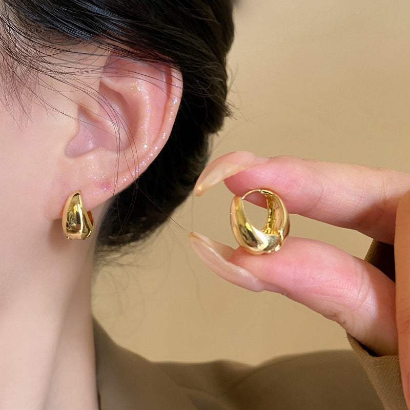 French Minimalist Glossy Teardrop Hoop Earrings - view 6