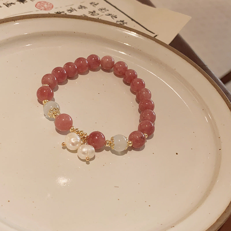 Handmade Strawberry Quartz Beaded Bracelet - view 7