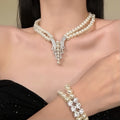 Sophie Miss French Retro Sparkle Zircon Pearl Necklace Evening Gown Accessory Clavicle Chain Women Design Detail Niche