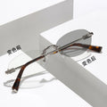 Photochromic Rimless Prescription Glasses Korean Retro Overseas Trendy Round Anti-Blue Plano Frame Premium Fashionable Prescription Sunglasses