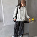 Girls' Puppy Print Pullover Hoodie Pocket Cargo Pants Set