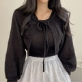 Women's Korean Chic Lantern Sleeve Short Cardigan