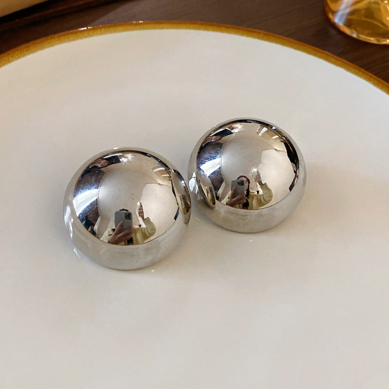 Metal Striped Half-Round Statement Earrings - view 7