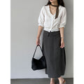 Summer Korean Elegant Lace Trim Fitted Cropped Shirt