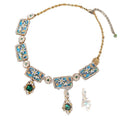 Western New Vintage Accessory Height Stock Light Luxury Necklace Set Heavy-Duty Elegant Rhinestone Green Stud Earring Necklace Set