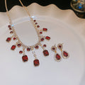 King Royal Breeze Full Diamond Geometric Teardrop Jewelry Set Imperial Breeze Luxury Necklace Light Luxury Niche Necklace Women