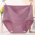 pure cotton mid-high waist plus size women's underwear lace cotton crotch plus fat enlarged briefs m