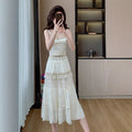 Women's Bohemian Ethnic Lace Fringe Skirt + Camisole 2-Piece Set 2026 - White Camisole + Skirt