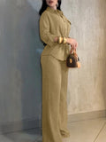 Summer Fashion Youthful Waist-Tie Wide Leg Pants + Shirt 2-Piece Set