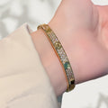 Bestseller Wide Fit Slim Cut 3 Row Crystal Starry Sky Bangle Copper Coated 18K Buckle Full Diamond Fashionable Couples Bracelet Gift