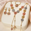 Overseas Dubai Middle East Flower Fringe Handmade Necklace Bracelet Set Earrings Ring India Women Banquet Jewelry Set