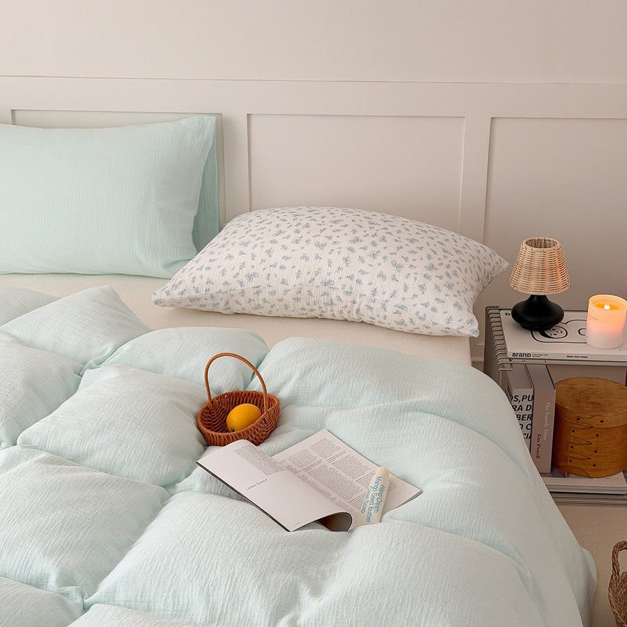 Shui Blue Crinkle Gauze Cotton 4-Piece Bedding Set - view 2