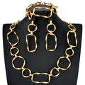 Overseas Fashionable OL Twist Chunky Chain Mobius Necklace Bracelet Set Earrings Set Western Simple Coated 18k Gold