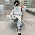 Boys' Letter Print Spliced Sleeve Hoodie Set