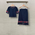 Women's Ethnic Artistic Linen Embroidered Hem Skirt 2-Piece Set 2026 - As Pictured