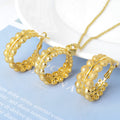 Overseas Bohemian Breeze Pair Band Round Beaded Pendant Necklace C Type Beaded Earrings Light Luxury 2-Piece Set