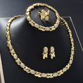 Amazon New Import Bead Gem Set Geometric Twist Rhinestone Copper Necklace Earrings Set Bracelet Ring Wedding Set