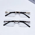 New Import Rimless Beveled Fashionable Photochromic Western Bare Face Small Square Frame Anti-Blue-Light Photochromic Plano