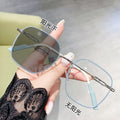 Photochromic Prescription Blue-Light Glasses Women Student Style RedNote Influencer Big Frame Bare Face Glasses Frame Gray Photochromic Myopia Glasses